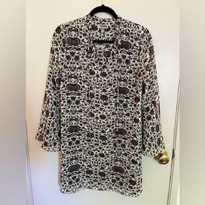 Chelsea28 shift dress long bell sleeve v-neck floral print lightweight